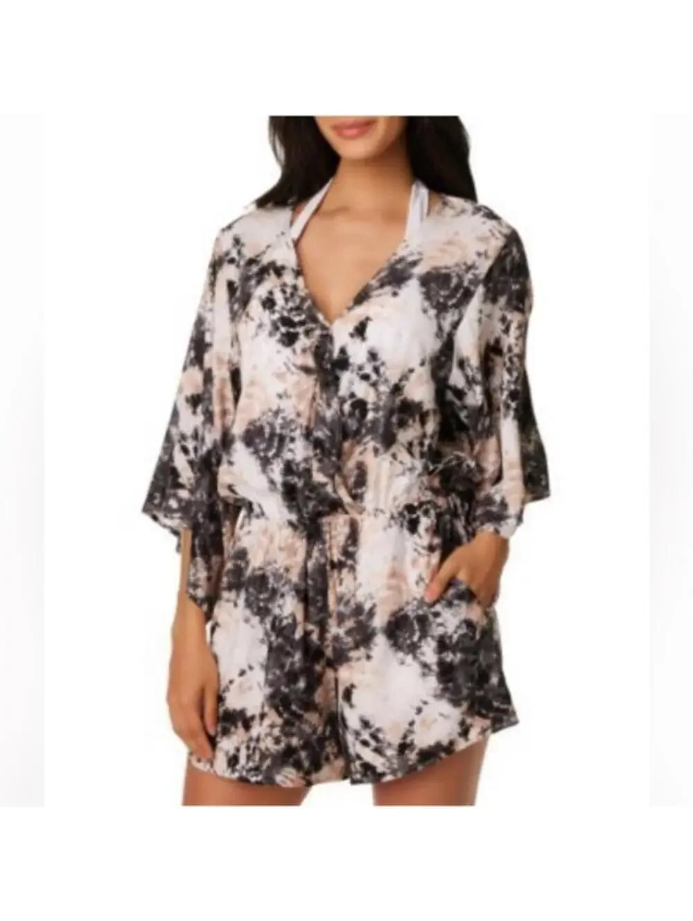 718 Bar III Women's Wet'n Wild Romper Cover Up Swimsuit Black sz S